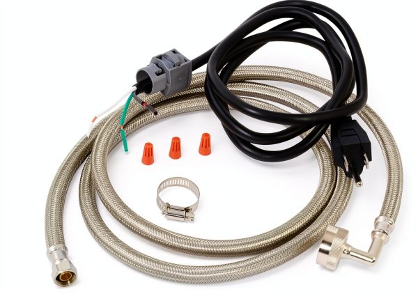 Eastman Quick-Connect Dishwasher Installation Kit, 6 Foot Supply Line, 3/8 Inch Compression x 3/4 Inch FHT, 3-Prong Straight Power Cord, Braided Stainless Steel Dishwasher Connectors, 41140-0